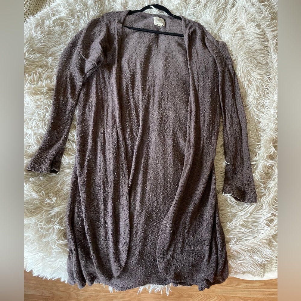 “Others Follow” Long Smokey lavender open cardigan size small